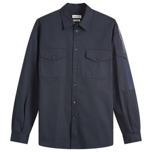 Рубашка Alexander Mcqueen Logo Tape Military Shirt, темно-синий