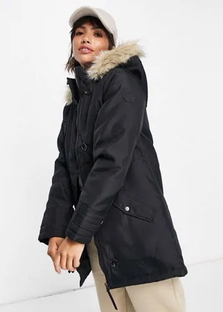 Черная парка с подкладкой из искусственного меха на капюшоне Vero Moda-Черный цвет