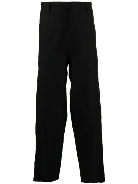 Yohji Yamamoto прямые брюки с кулиской, черный