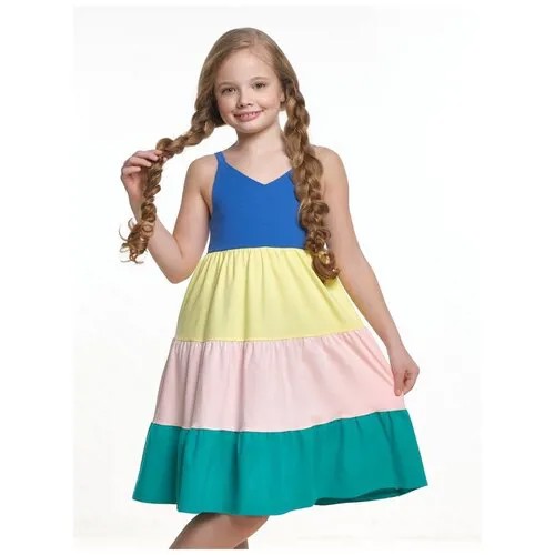 Платье Mini Maxi, хлопок, трикотаж, однотонное, размер 98, мультиколор