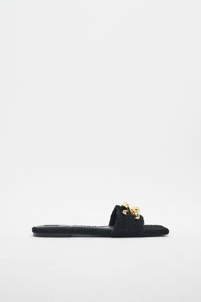 Сланцы женские ZARA 12614010 черные 37 RU (доставка из-за рубежа)