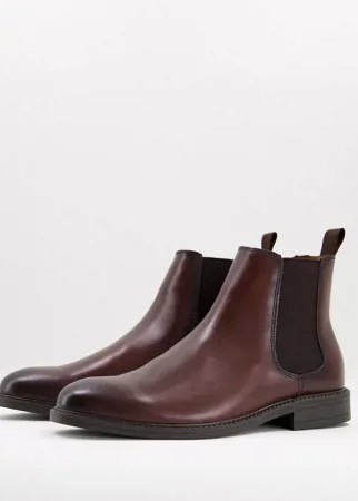 Коричневые кожаные ботинки челси Office Bruno-Коричневый цвет