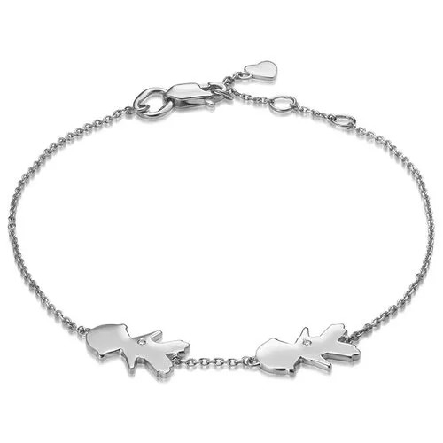 Браслет-цепочка Vesna jewelry, белое золото, 585 проба, родирование, бриллиант, длина 18.5 см.