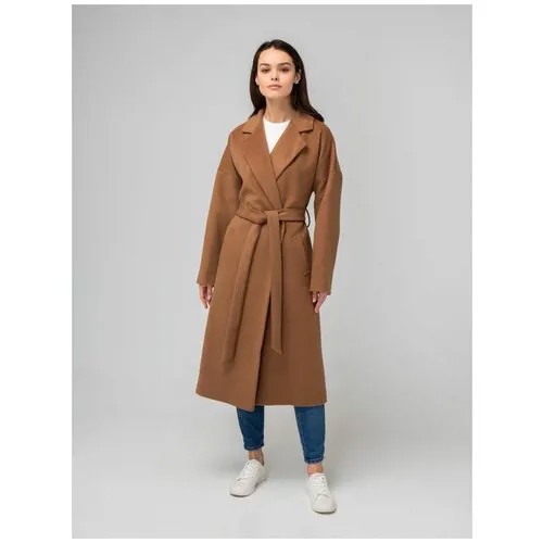 Пальто-халат  Wolfstore демисезонное, шерсть, оверсайз, удлиненное, размер M, бежевый, коричневый