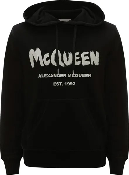 Толстовка Alexander McQueen Graffiti Hooded Sweatshirt 'Black/Ivory', черный