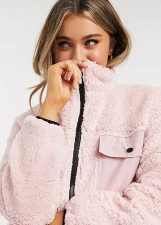 Куртка из искусственного меха в стиле oversized на молнии Wednesday's Girl-Розовый