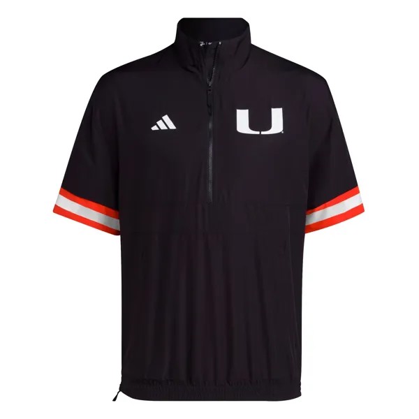 Футболка в Майами, верх на молнии 1/4 Adidas, Black/Collegiate Orange