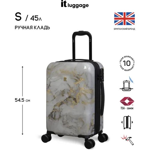 Чемодан IT Luggage, поликарбонат, увеличение объема, износостойкий, опорные ножки на боковой стенке, 45 л, размер S, мультиколор