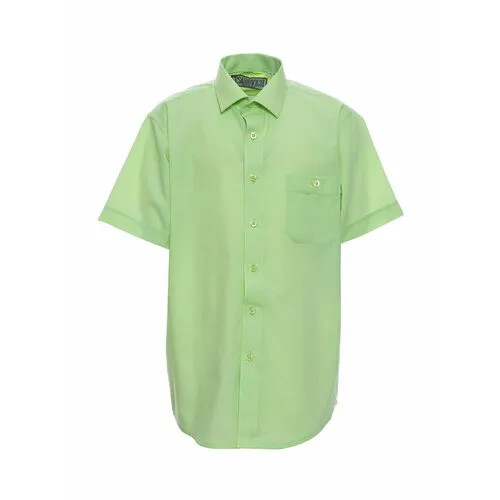 Школьная рубашка Tsarevich, прямой силуэт, на пуговицах, короткий рукав, размер 152-158, зеленый
