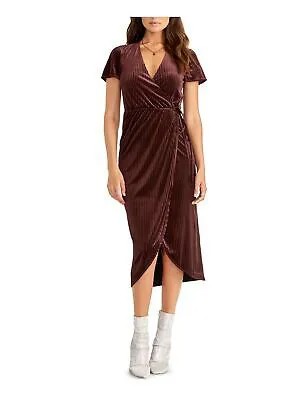 RACHEL ROY Женское коктейльное платье миди с короткими рукавами и V-образным вырезом с запахом