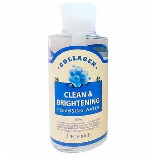 Deoproce очищающая вода для снятия макияжа с коллагеном Clean & Brightening Collagen Cleansing Water, 500 г