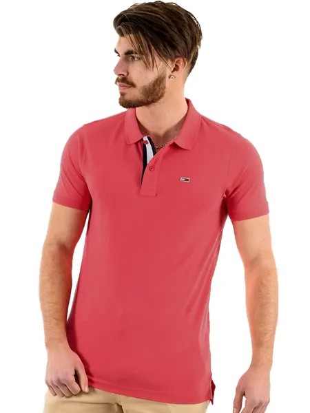 Поло узкого кроя Tommy JEANS, розовый