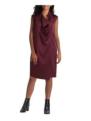 HALSTON Женское бордовое вечернее платье без рукавов с v-образным вырезом длиной до колена S