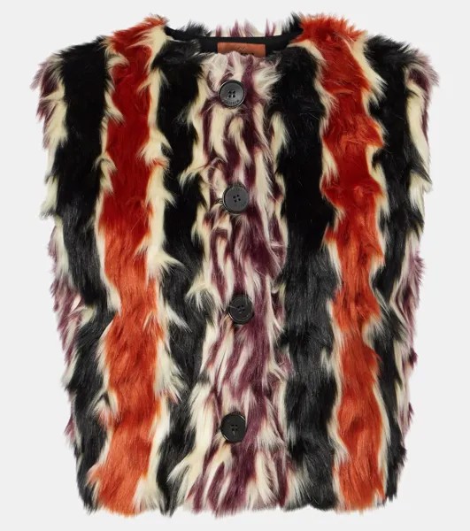 Полосатый жилет из искусственного меха Missoni, цвет rust, beige and black stripe