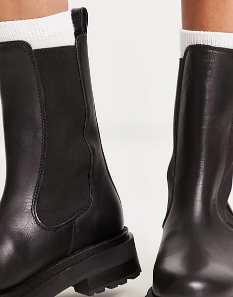Черные кожаные массивные ботинки на шнуровке & Other Stories