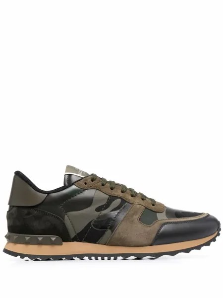 Valentino Garavani кроссовки Rockrunner с камуфляжным принтом, зеленый