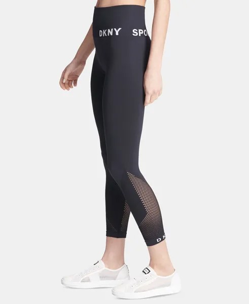 Бесшовные леггинсы длиной 7/8 с высокой талией DKNY, черный