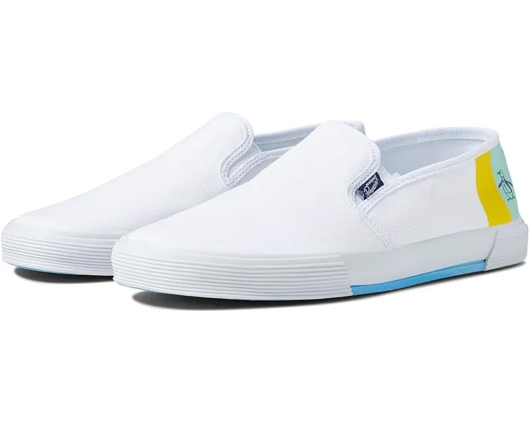 Кроссовки Original Penguin Petey Stripe Slip-On, цвет White/Yellow