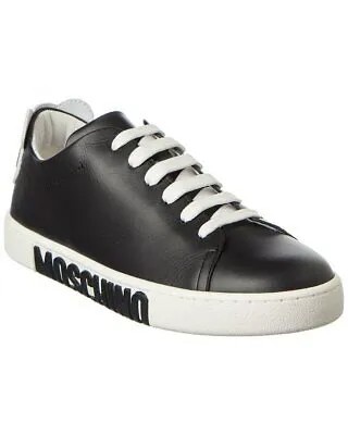 Женские кожаные кроссовки Moschino с логотипом, черные 36