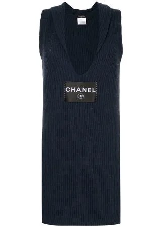 Chanel Pre-Owned облегающее вязаное платье с логотипом