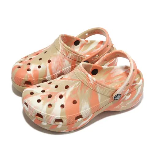 Женские сандалии Crocs Classic Platform Marbled Clog W Chai Multi Brown 207176-2ZM