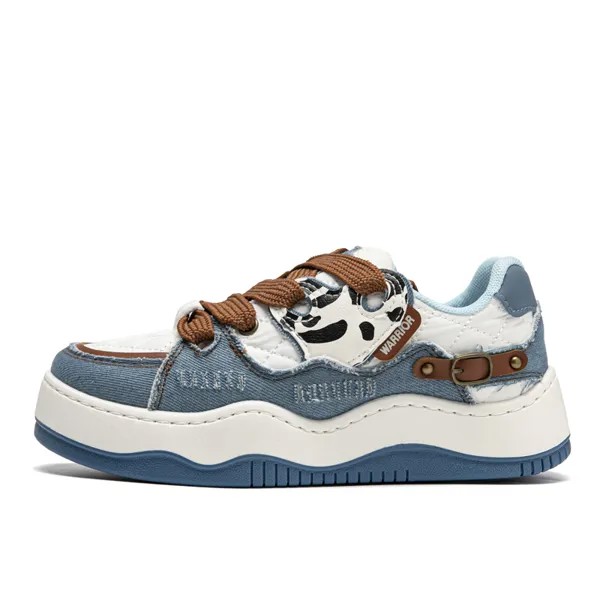 Кроссовки WARRIOR Skateboarding Shoes Women's Low-top Beige, синий/бежевый