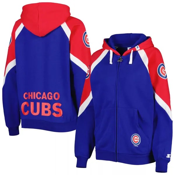 Женская стартовая толстовка с молнией во всю длину Royal/Red Chicago Cubs Hail Mary Starter