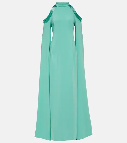 Украшенное шелковое платье Oscar De La Renta, зеленый