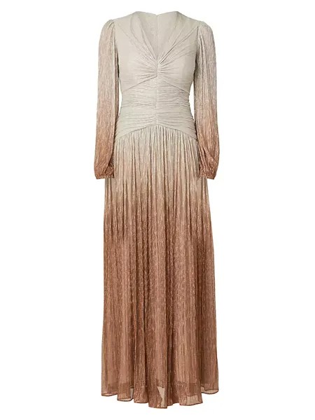 Платье Alina с эффектом металлик и омбре с длинными рукавами Shoshanna, цвет champagne rosegold