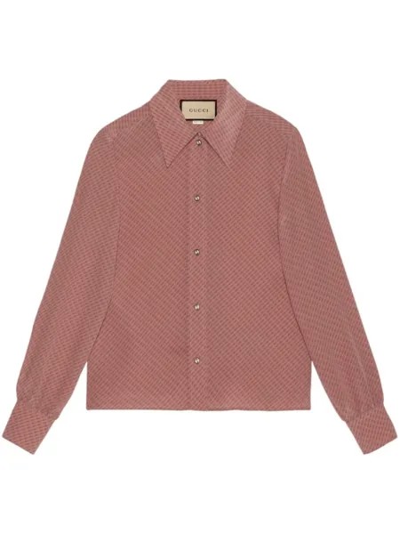 Gucci шелковая рубашка с принтом Micro G, розовый