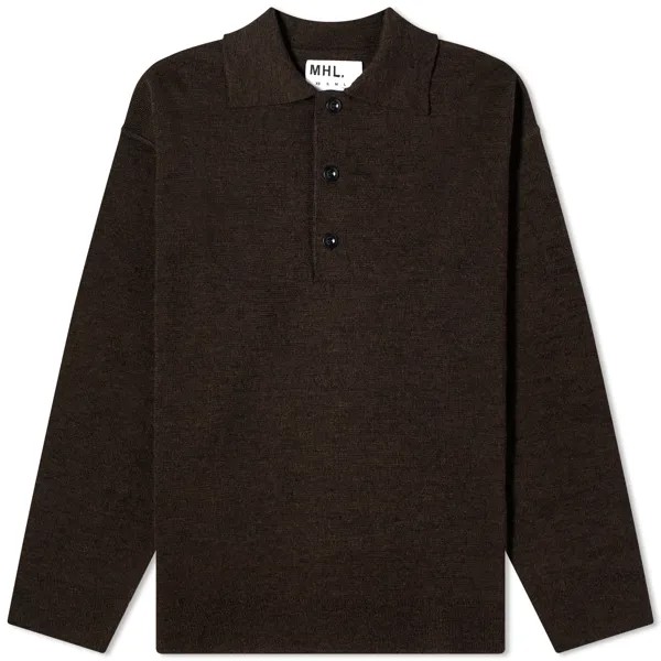 Поло Mhl By Margaret Howell Oversized Knitted Long Sleeve, цвет Ebony