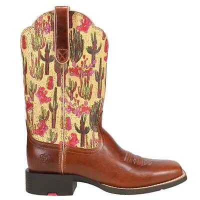Женские коричневые повседневные ботинки Ariat Round Up Graphic Square Toe Cowboy 10044430-200