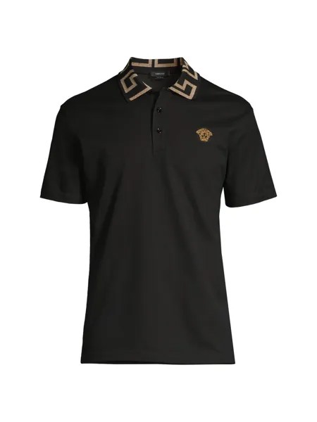 Рубашка поло из хлопка пике Versace, черный