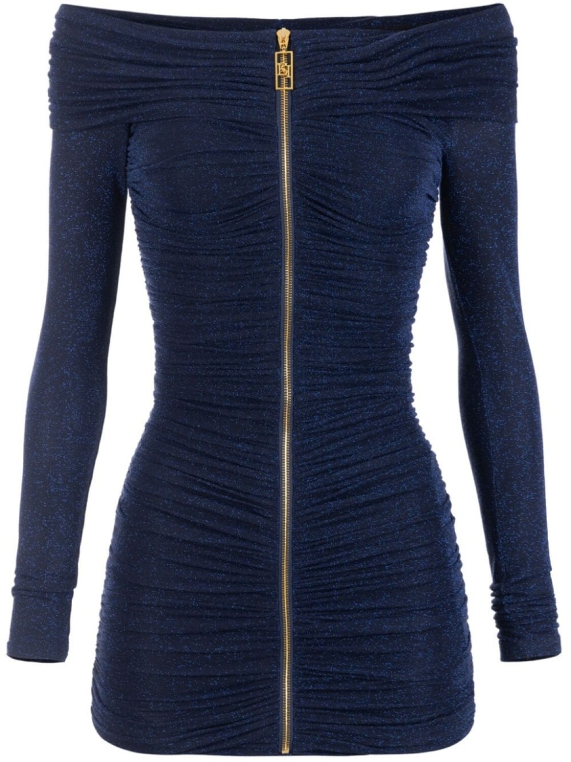 Elisabetta Franchi платье с открытыми плечами и логотипом, синий
