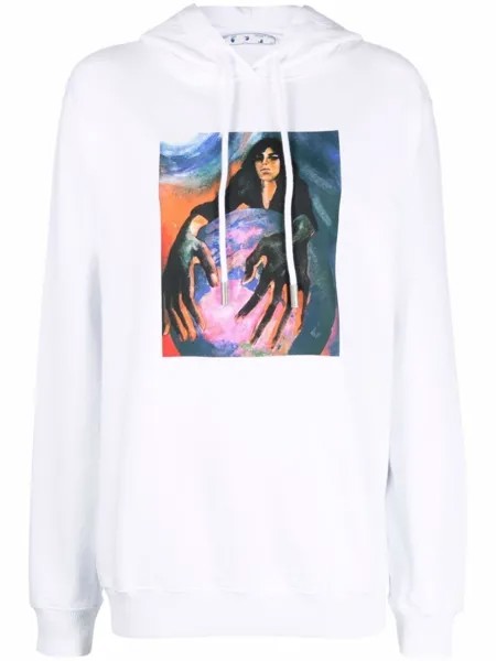 Off-White худи с графичным принтом, белый