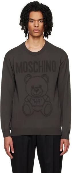 Серый жаккардовый свитер Moschino