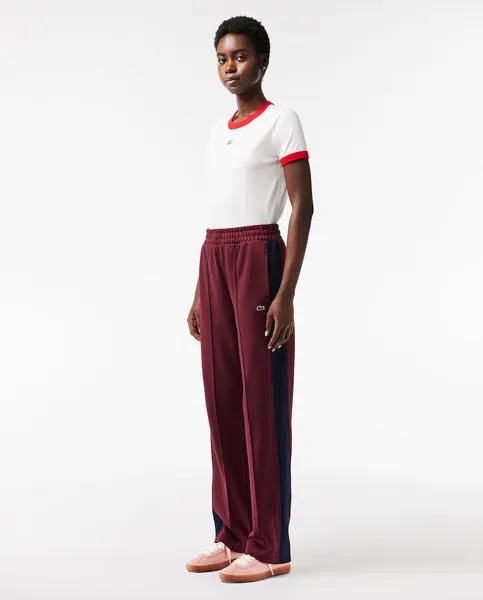 Женские спортивные брюки из хлопка интерлок в стиле колор-блок Lacoste, бордо