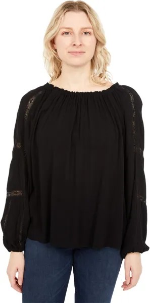 Пуловер Sanctuary Say So Blouse with Eyelet Detail, черный