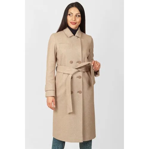 Пальто MARGO, размер 52, коричневый, экрю