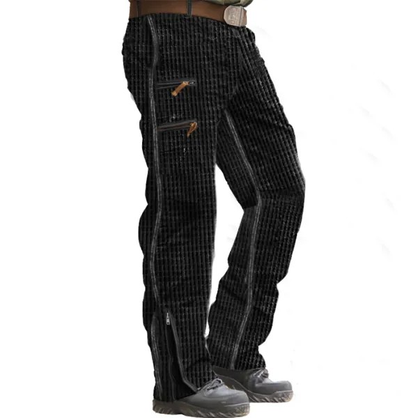 Мужские тактические повседневные брюки вафельного вязания на открытом воздухе с несколькими карманами на молнии