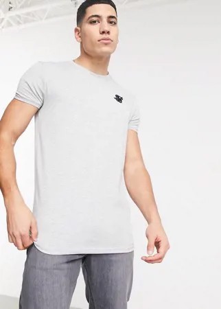 Серая меланжевая спортивная футболка SikSilk-Серый