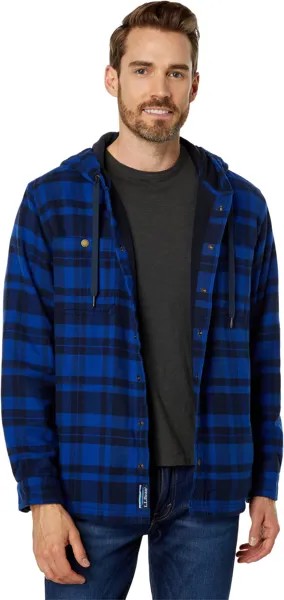 Толстовка Fleece Lined Flannel Hooded Snap Front Shirt Slightly Fitted L.L.Bean, цвет IndigoInk