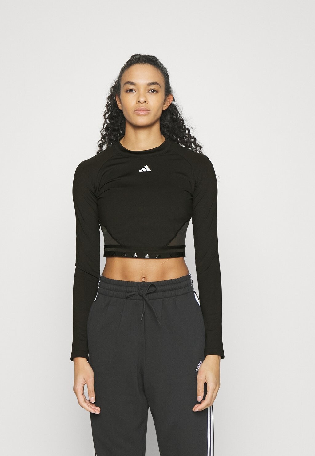 Рубашка с длинным рукавом Adidas, черно-белый
