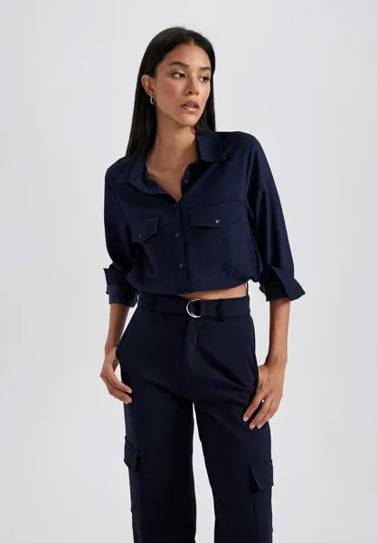 Рубашка Cropped Fit DeFacto, цвет navy