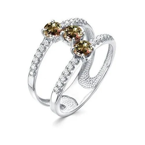 Кольцо с султанитами и фианитами из серебра 01-1593-00СТ-00 АЛЬКОР