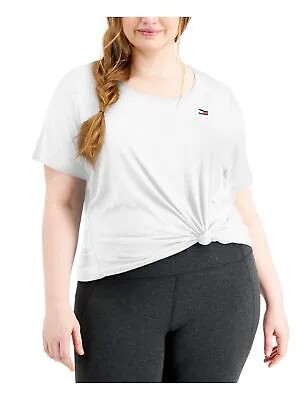 TOMMY HILFIGER SPORT Женская серая футболка верескового цвета с короткими рукавами и круглым вырезом плюс 1X