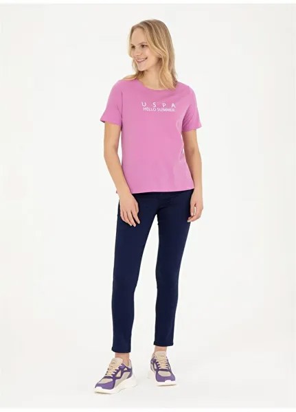 Фиолетовая женская футболка с круглым вырезом GASTA U.S. Polo Assn.