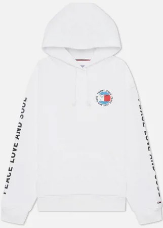 Женская толстовка Tommy Jeans Oversized Peace Smiley Hoodie, цвет белый, размер L