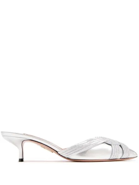 Aquazzura 50-мм мюли Felix, серебристый
