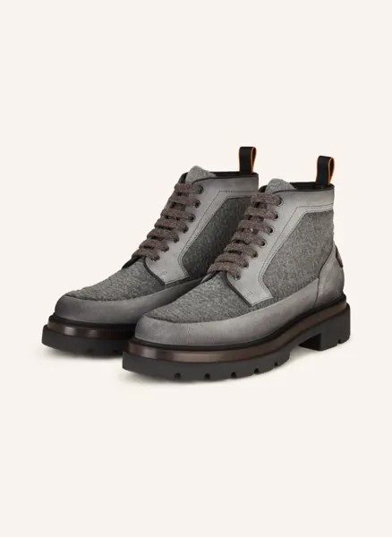 Сапоги develop на шнуровке с натуральным мехом Santoni, серый